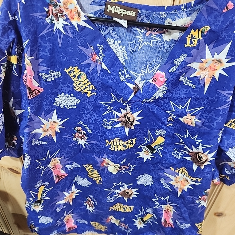 Blue Muppets Show Graphic Scrub Top